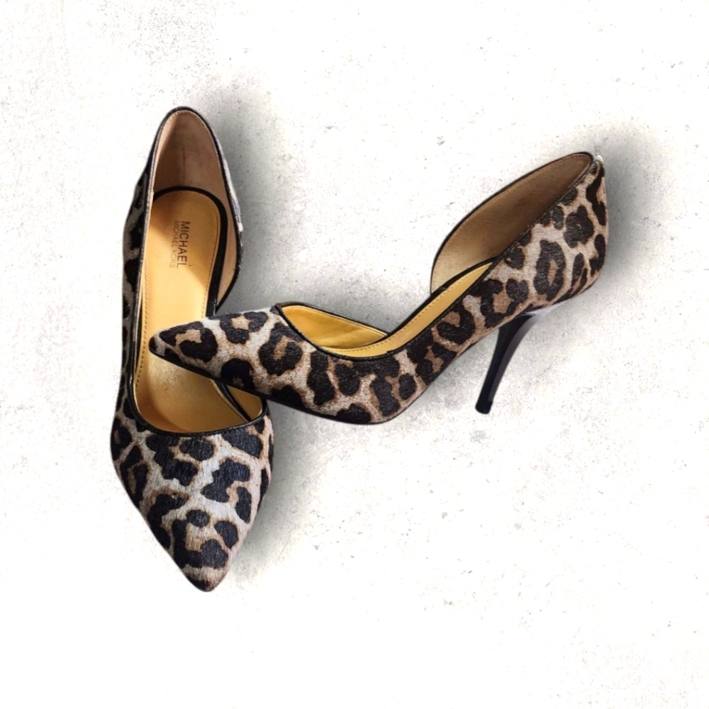 Michael Kors, Keke Leopard Print Calf Hair Pump, Size 7